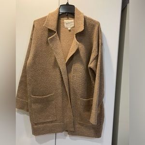 Thread & Supply Cozy Open-Front Cardigan in Camel Brown